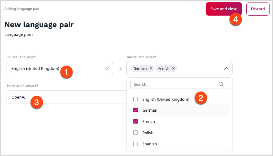 Creating a language pair
